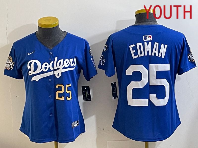 Youth Los Angeles Dodgers #25 Edman Blue Game 2024 Nike MLB Jersey style 11218->youth mlb jersey->Youth Jersey